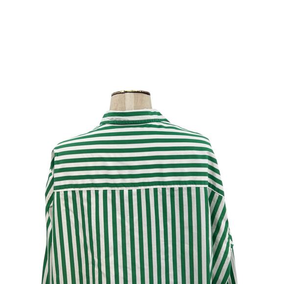 Frank & Eileen Shirley Shirt Top Button Down Stripe Green White Size Medium - Picture 9 of 15